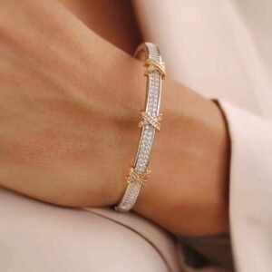 Bracelete X Inspiraçao Alta Joalheria Ródio Branco