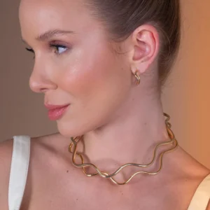 Gargantilha Aro de Ondas com Banho Dourado